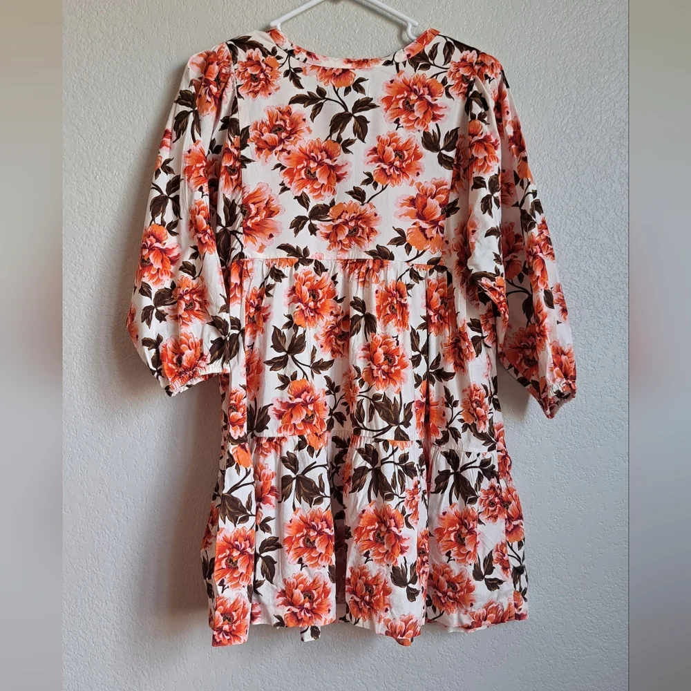 Old Navy Girls Orange Floral Longsleeve Swing Dress Size Large 10-12